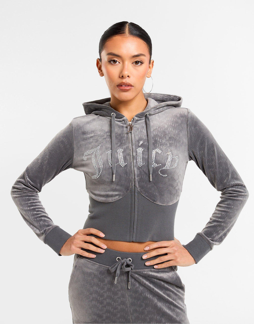 Velour Corset Full Zip Hoodie