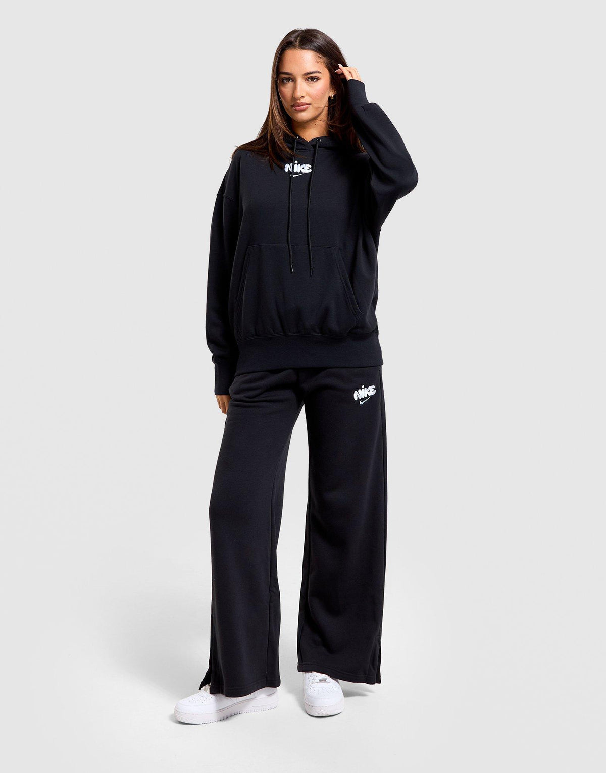 Mid-Rise Fleece Wide-Leg Pants
