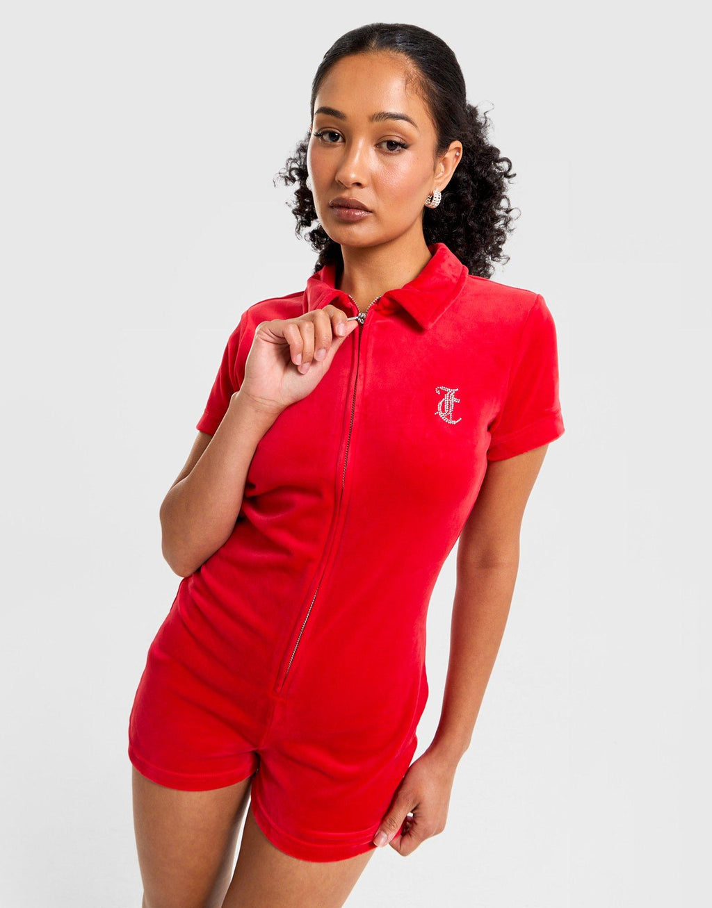 Diamante Velour Romper Suit