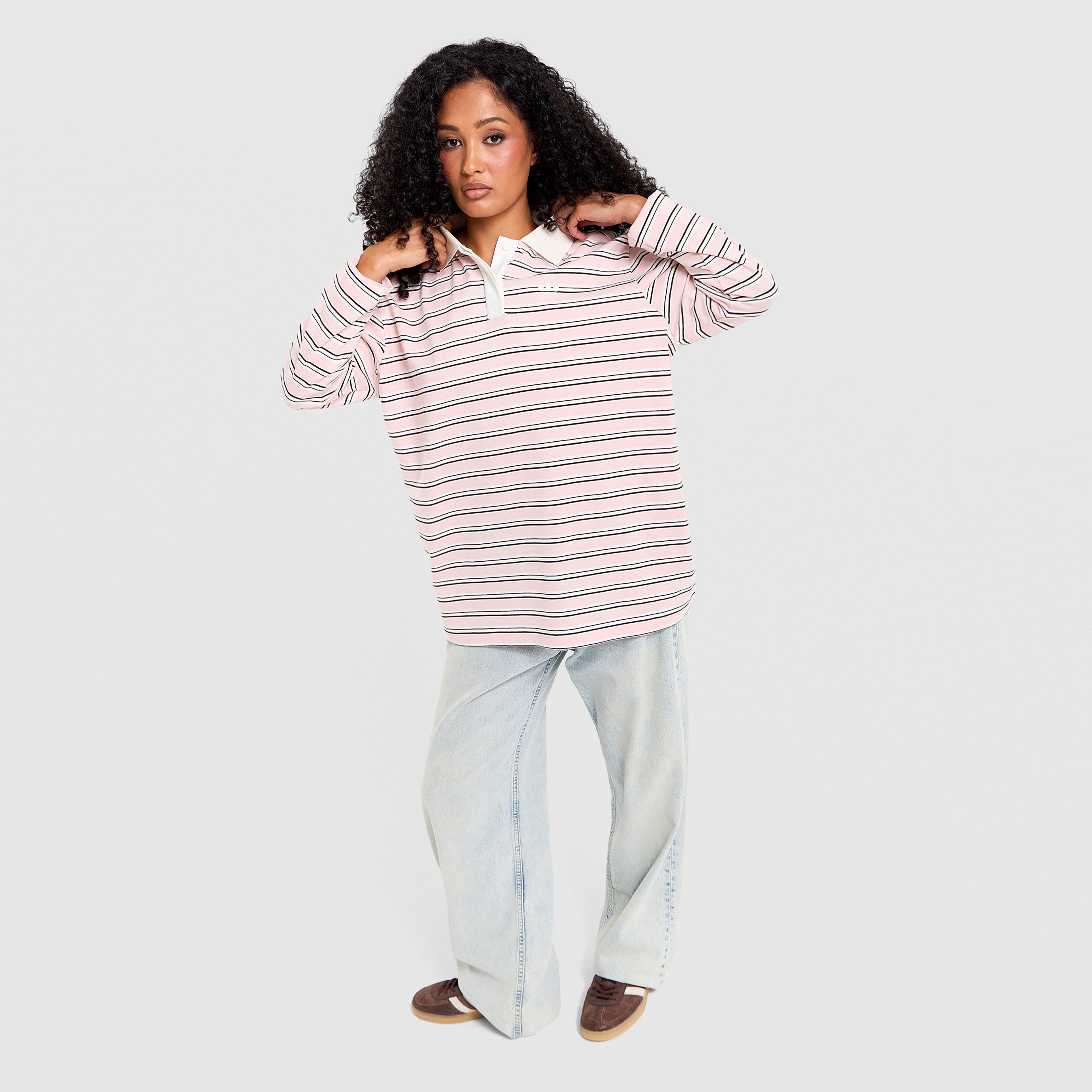 Stripe Long Sleeve Polo Shirt