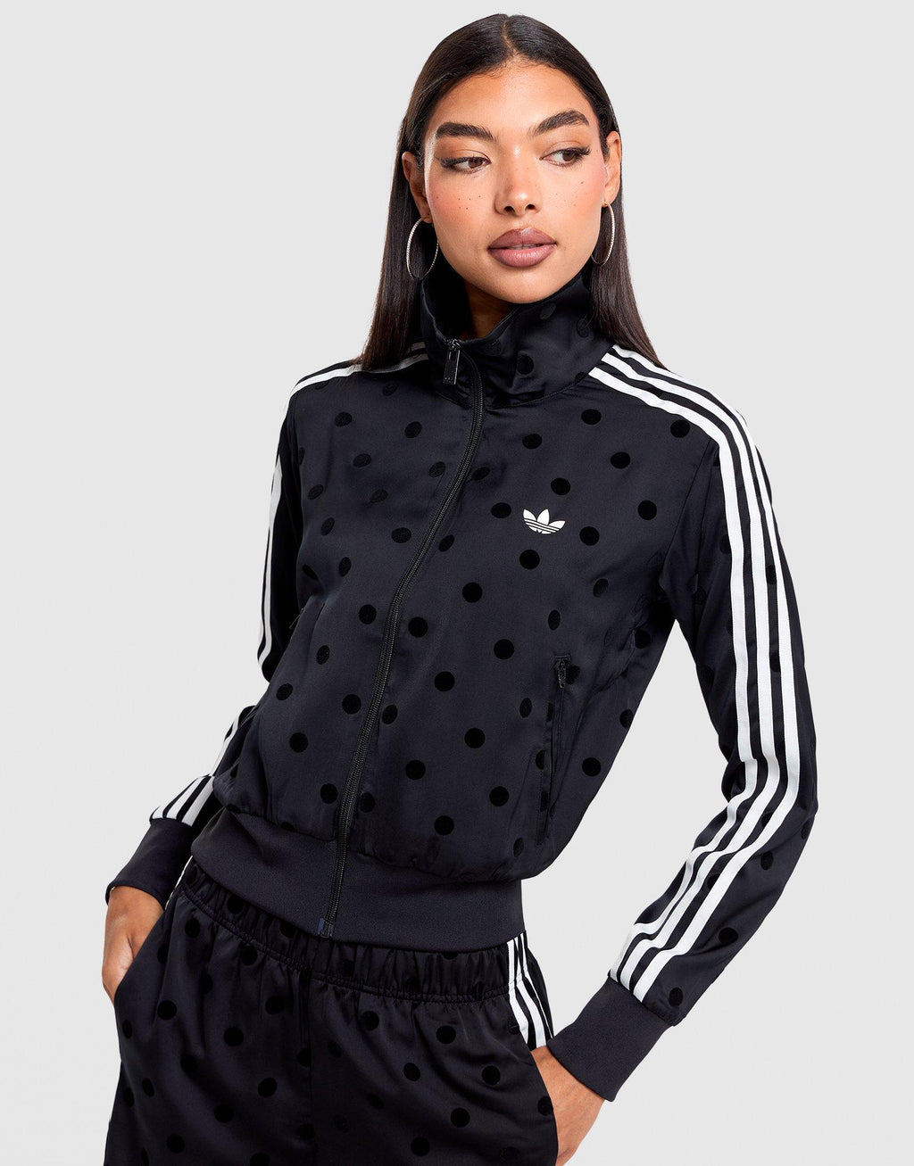 Satin Polka Dot Track Top