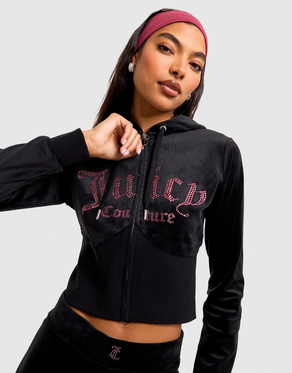 Corset Velour Full-Zip Hoodie