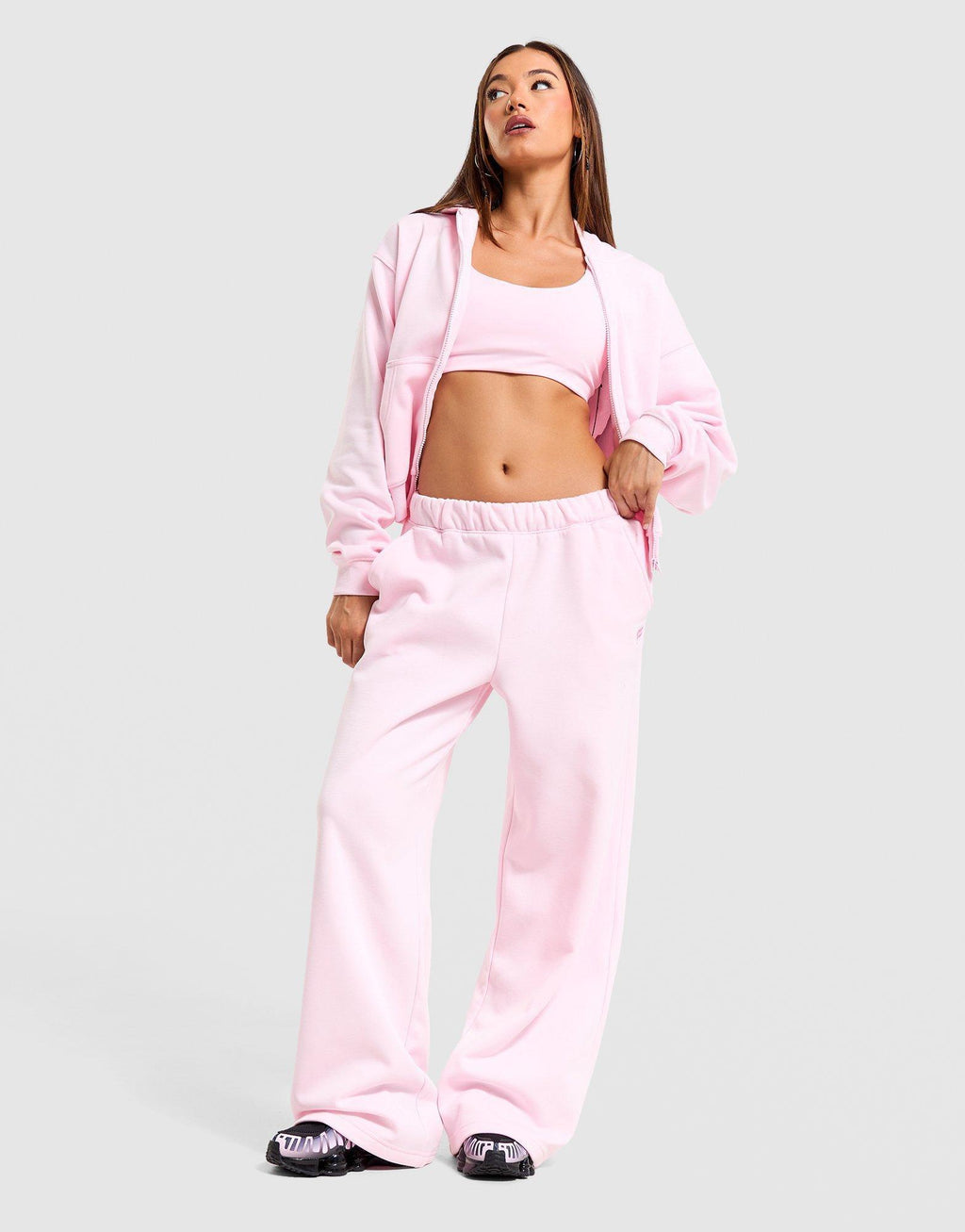 Cozy Fleece Wide-Leg Track Pants