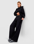 Cozy Fleece Wide-Leg Track Pants
