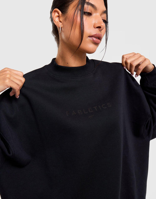 Cozy Fleece Mock Neck Oversized Sweatshirt