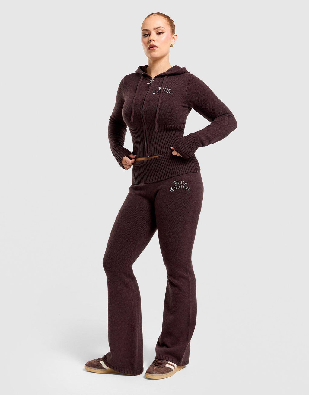 Flared Knit Fold-Down Pants