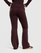 Flared Knit Fold-Down Pants