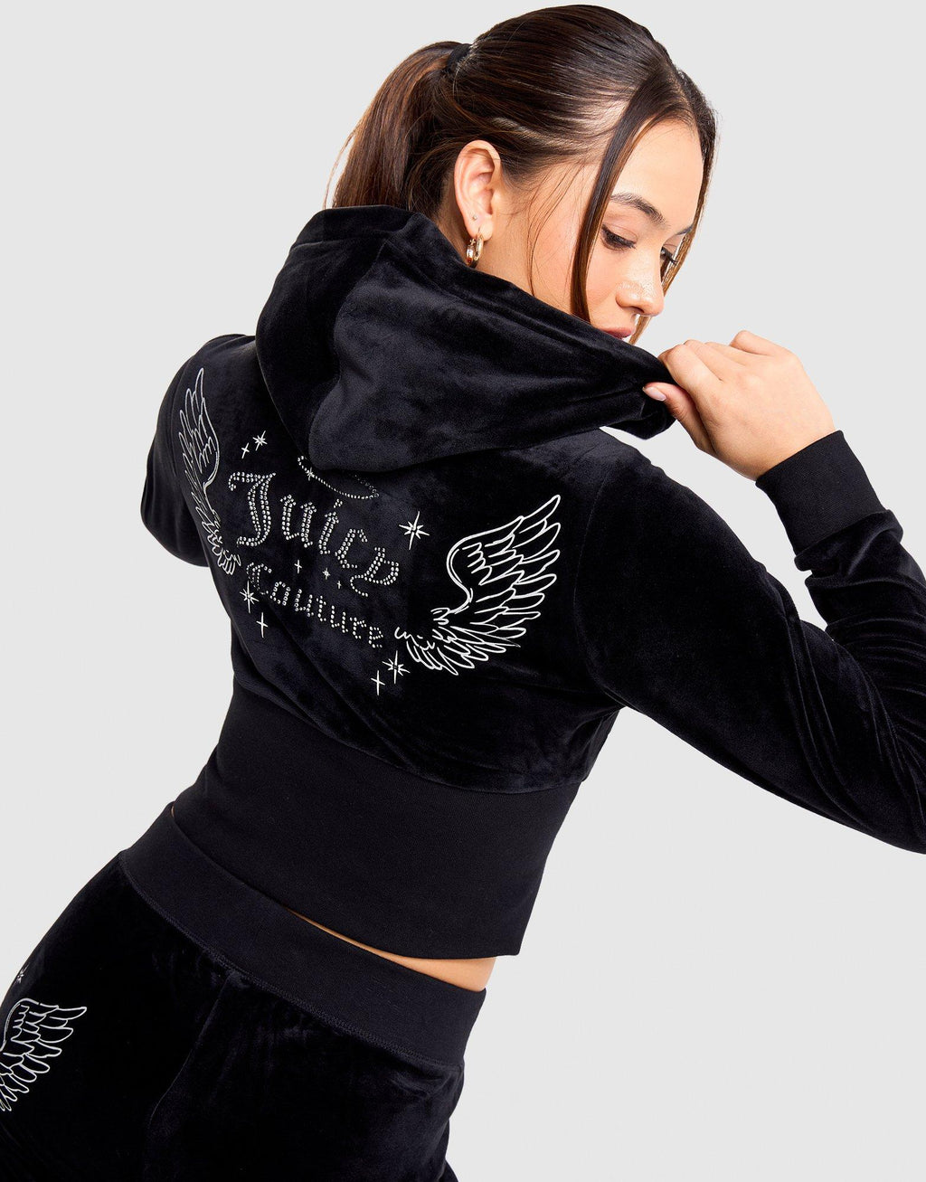 Angel Corset Full-Zip Velour Hoodie
