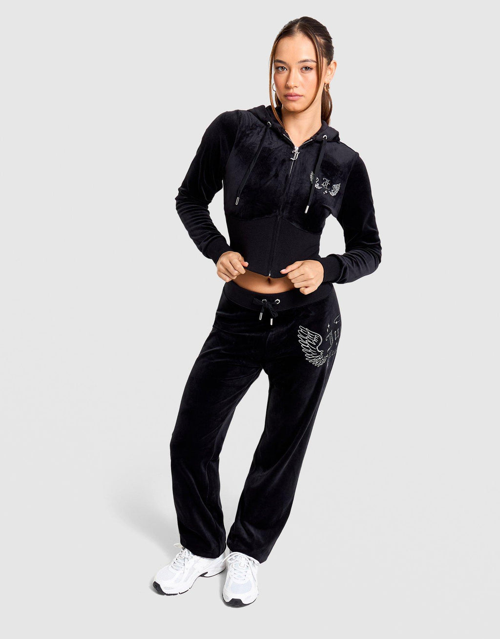 Angel Corset Full-Zip Velour Hoodie
