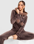 Full-Zip Fur Velour Hoodie