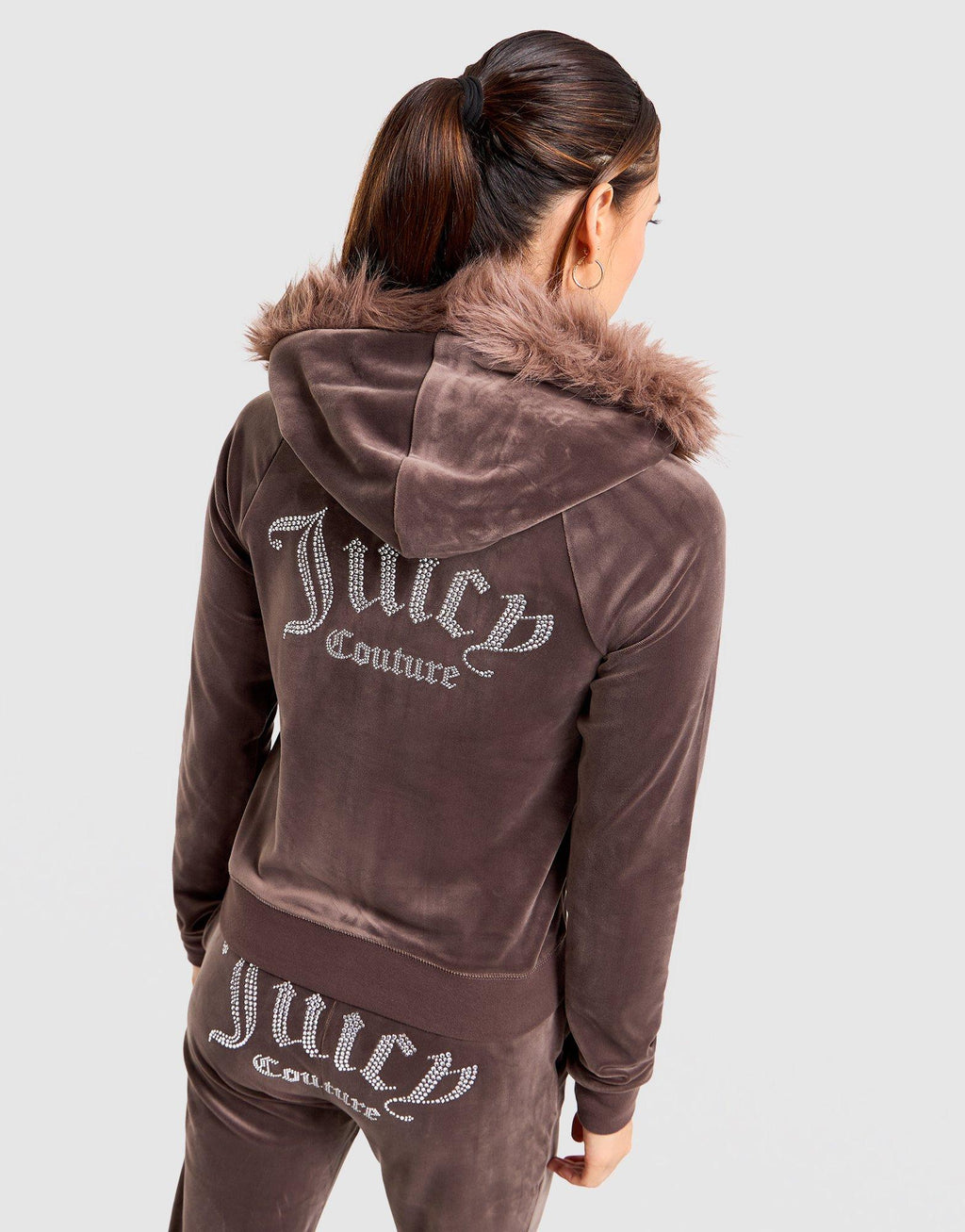 Full-Zip Fur Velour Hoodie