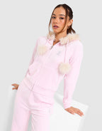Full-Zip Fur Velour Hoodie
