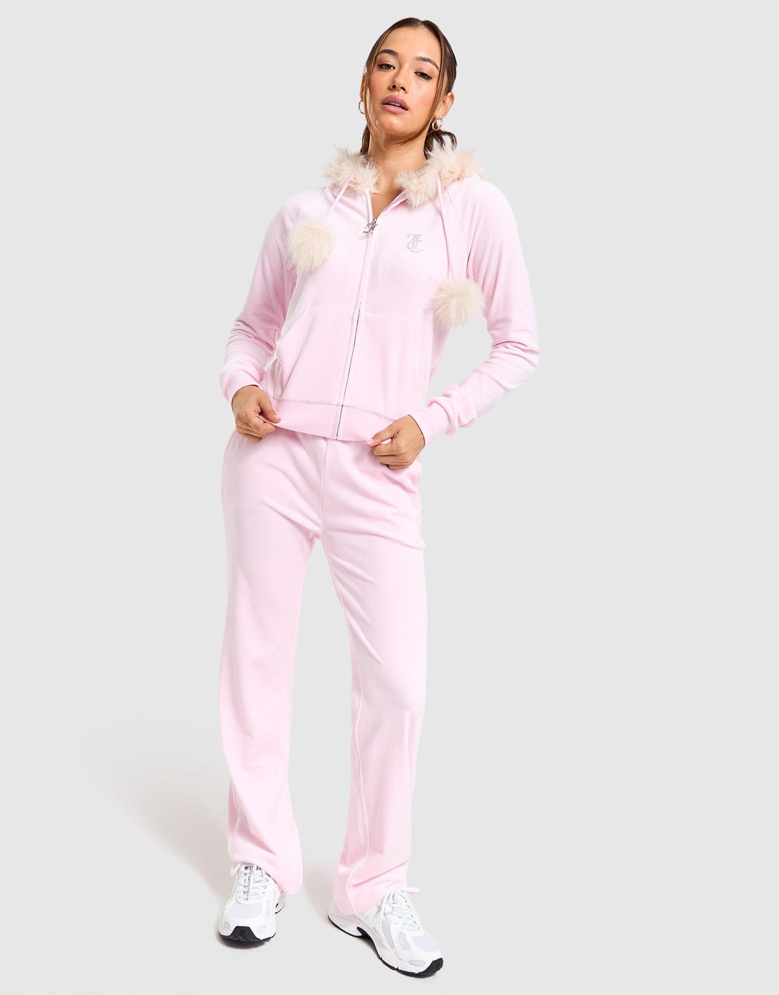 Full-Zip Fur Velour Hoodie