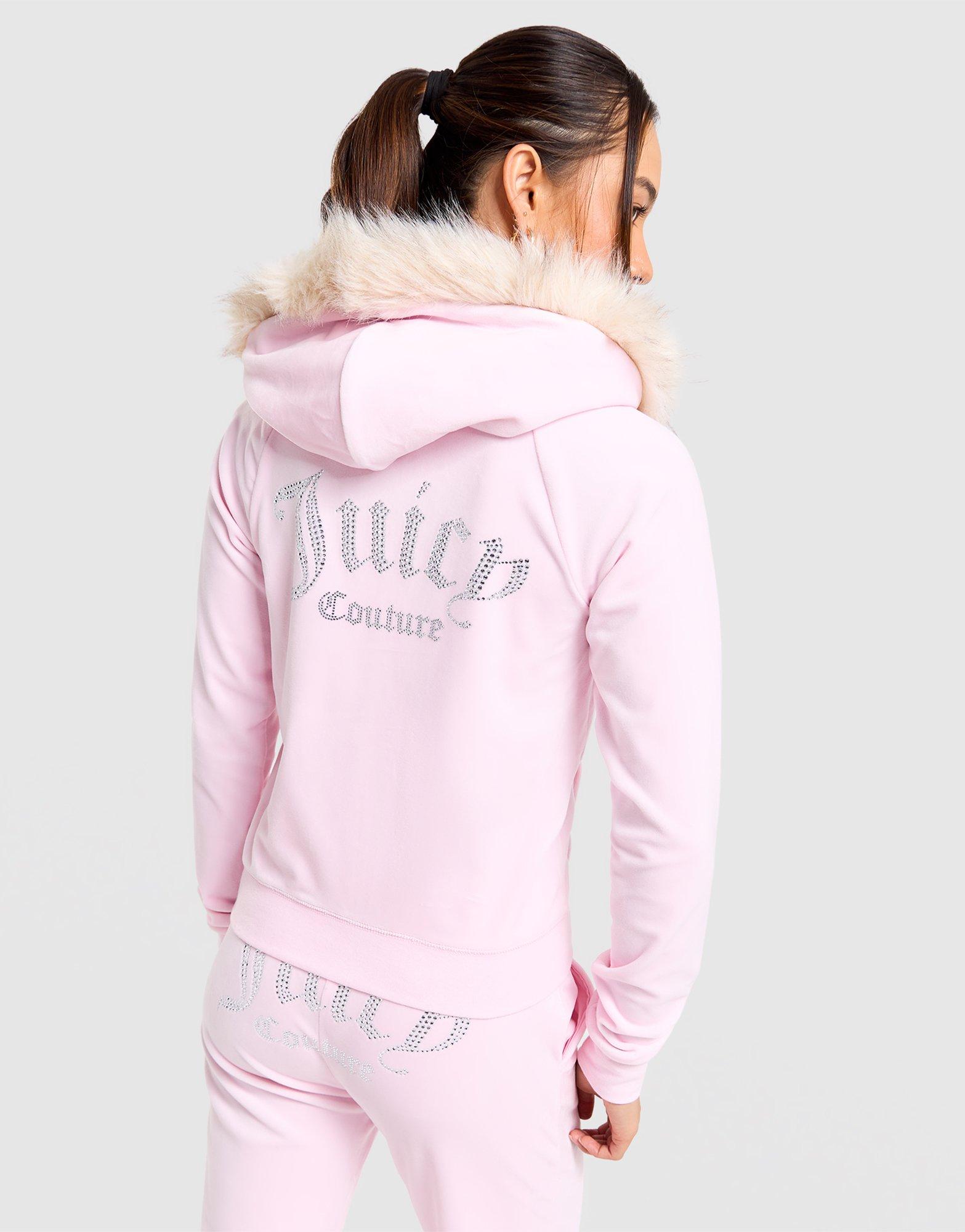Full-Zip Fur Velour Hoodie