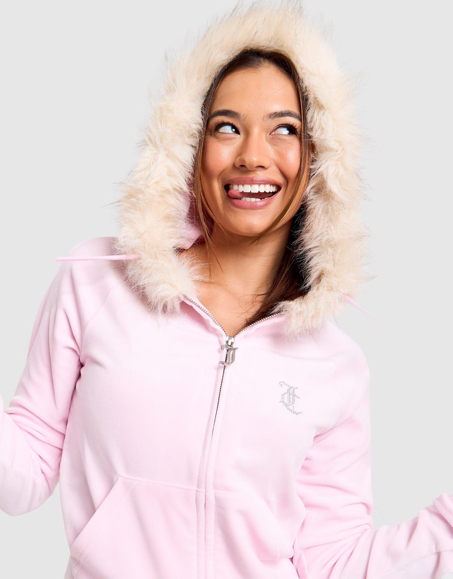 Full-Zip Fur Velour Hoodie
