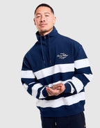 Stripe Mock Neck Quarter-Zip Sweatshirt