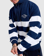 Stripe Mock Neck Quarter-Zip Sweatshirt
