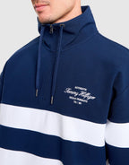 Stripe Mock Neck Quarter-Zip Sweatshirt