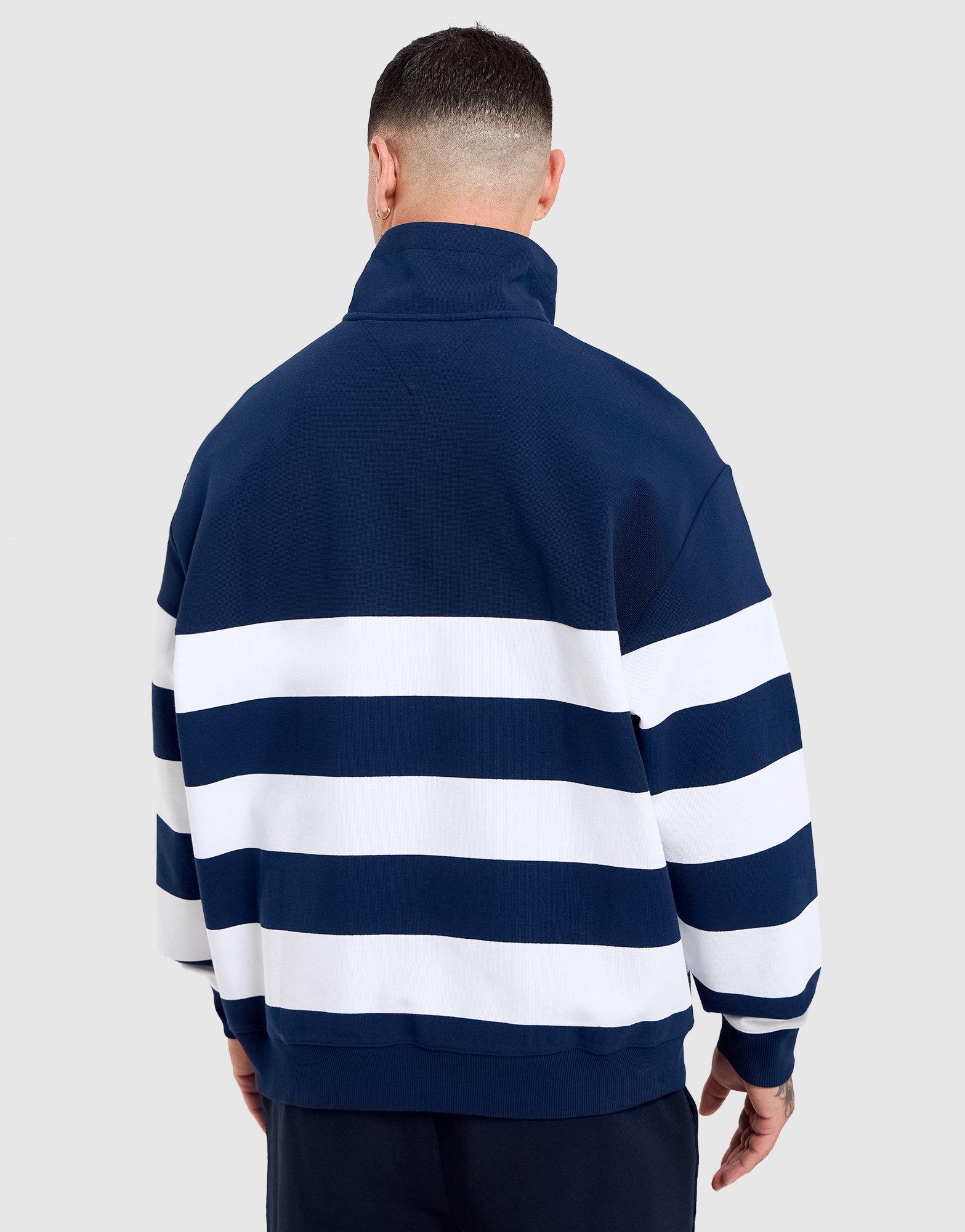 Stripe Mock Neck Quarter-Zip Sweatshirt