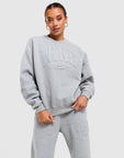 Studio Fleece Medium Weight Oversized Embossed Crew