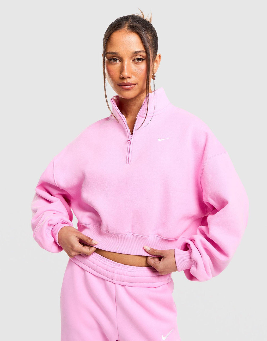 Studio Fleece Medium Weight 1/4-Zip Cropped Top