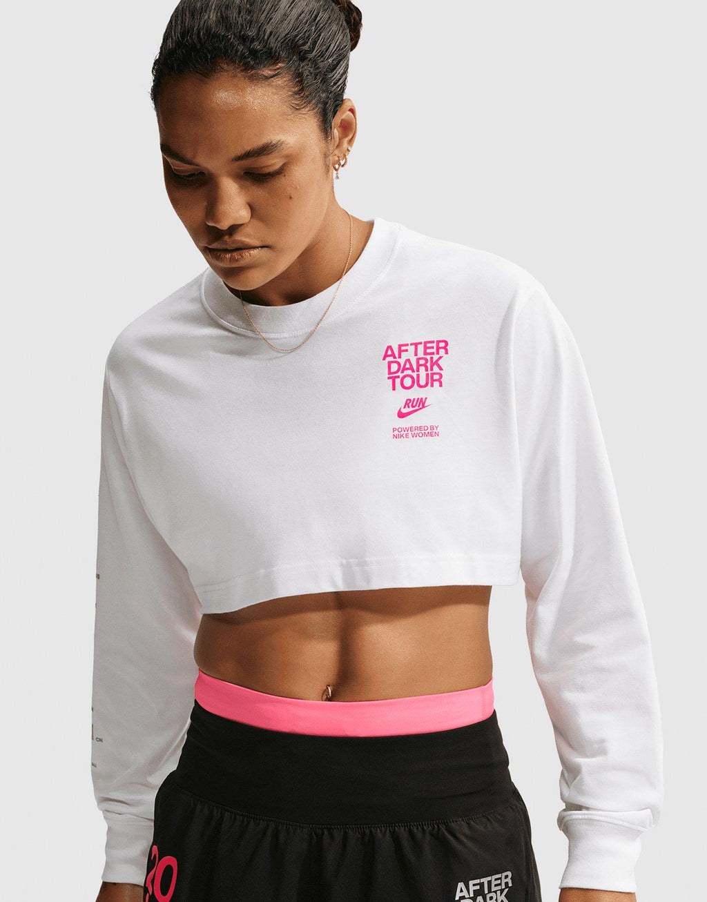 After Dark Tour Cropped Long-Sleeve Running T-Shirt