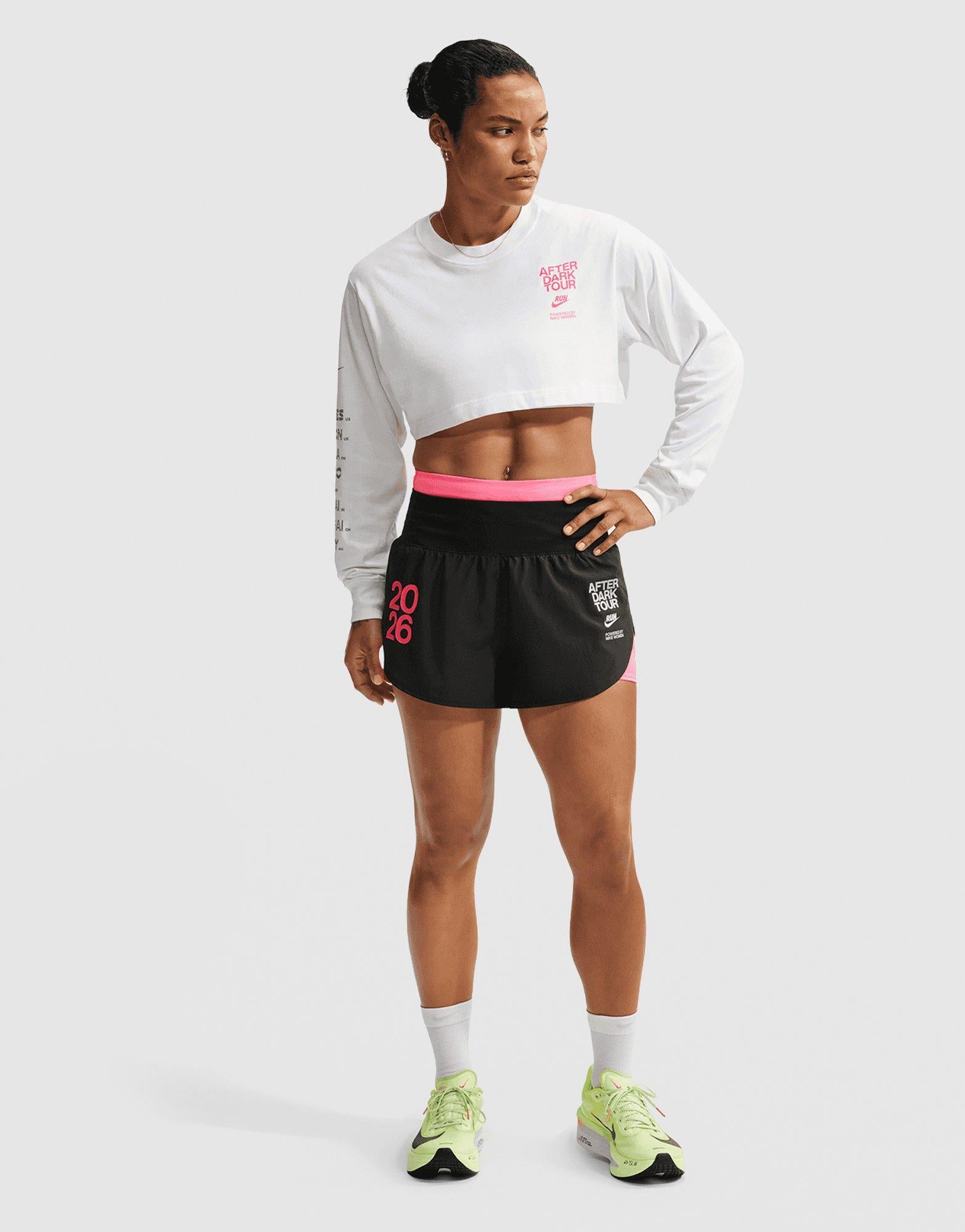 After Dark Tour Cropped Long-Sleeve Running T-Shirt