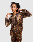 Velour Leopard Full-Zip Hoodie