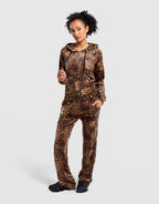Velour Leopard Full-Zip Hoodie