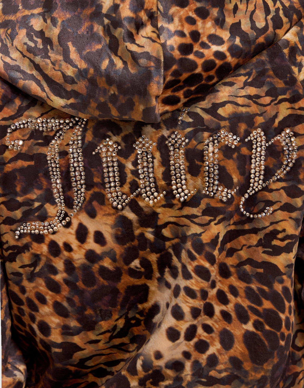 Velour Leopard Full-Zip Hoodie