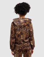 Velour Leopard Full-Zip Hoodie