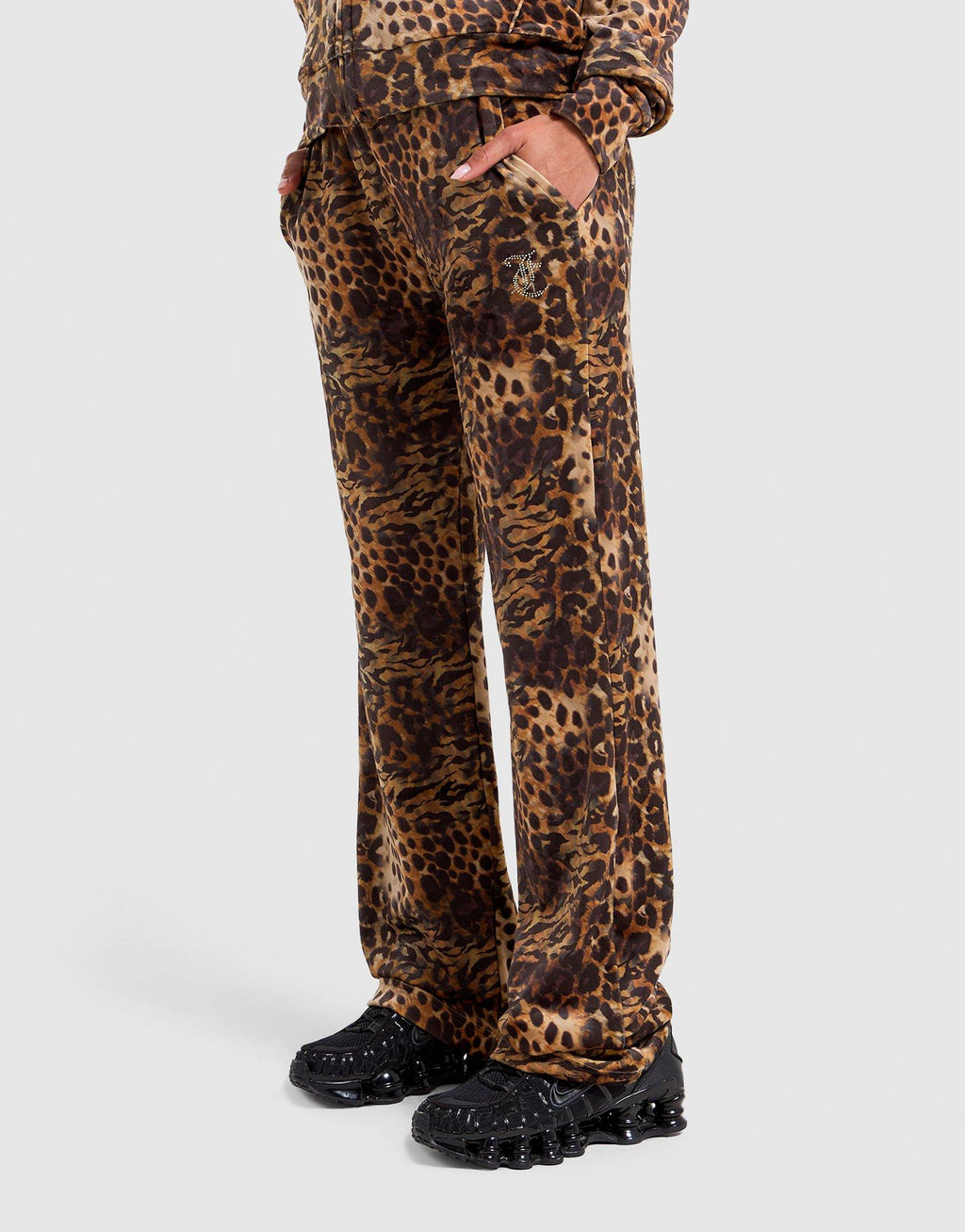 Velour Leopard Track Pants