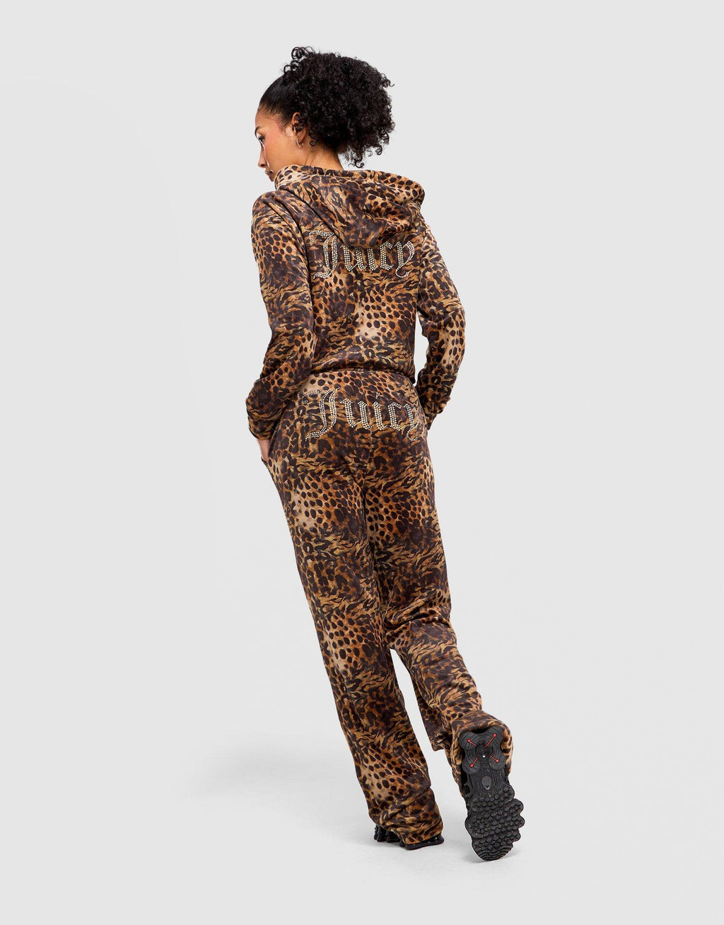 Velour Leopard Track Pants