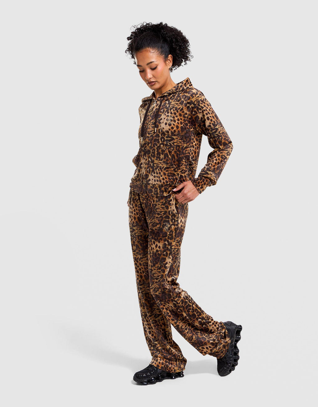 Velour Leopard Track Pants