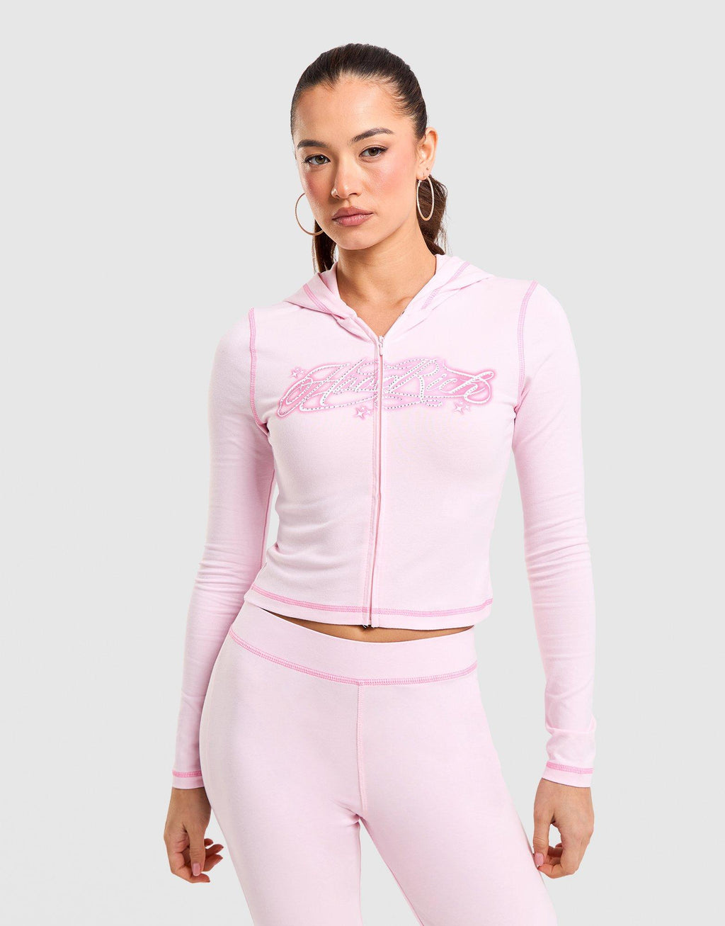 Full-Zip Fitted Jersey Hoodie