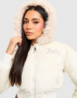 Full-Zip Cropped Velour Hoodie Jacket
