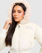 Full-Zip Cropped Velour Hoodie Jacket