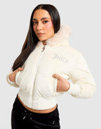 Full-Zip Cropped Velour Hoodie Jacket