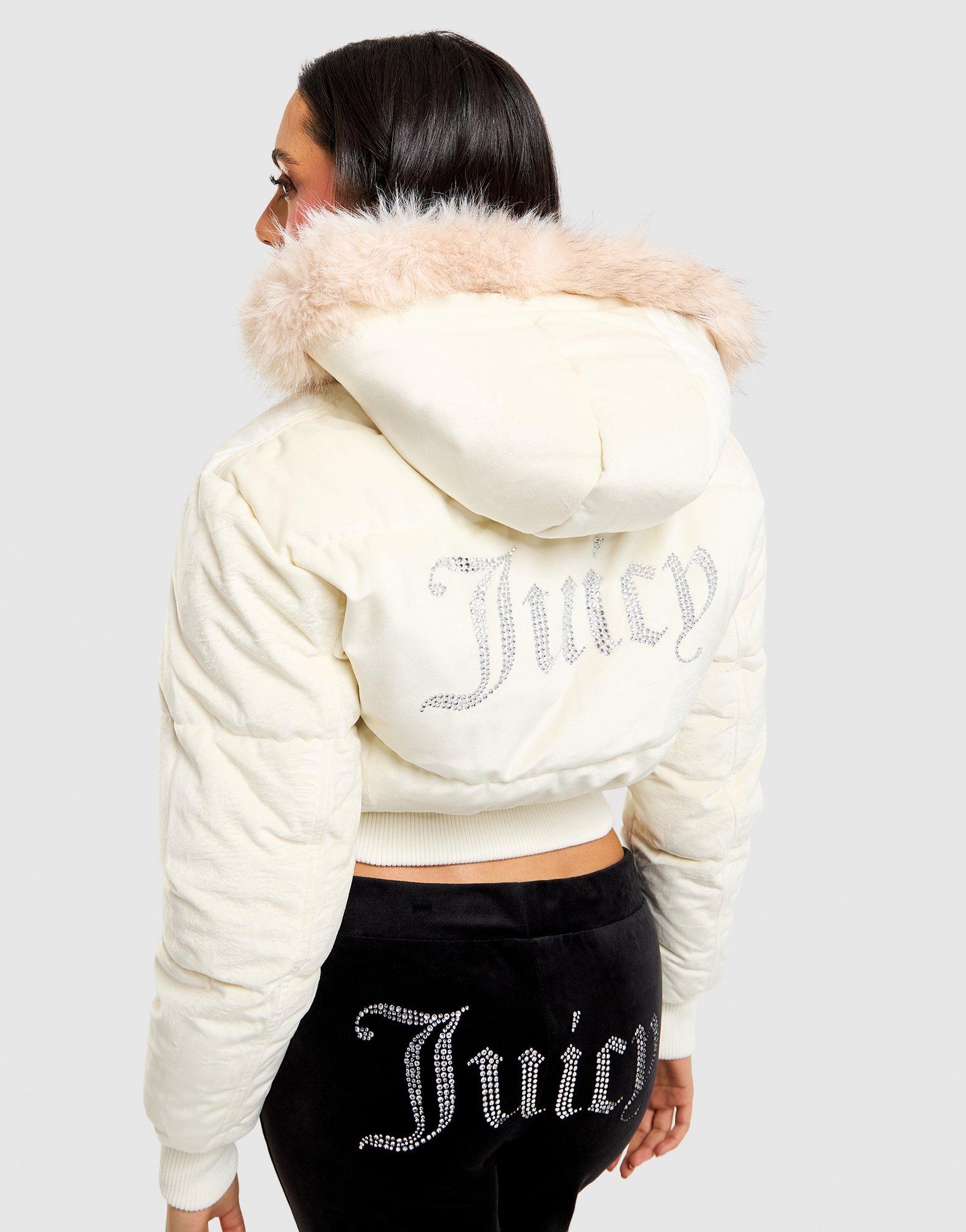 Full-Zip Cropped Velour Hoodie Jacket