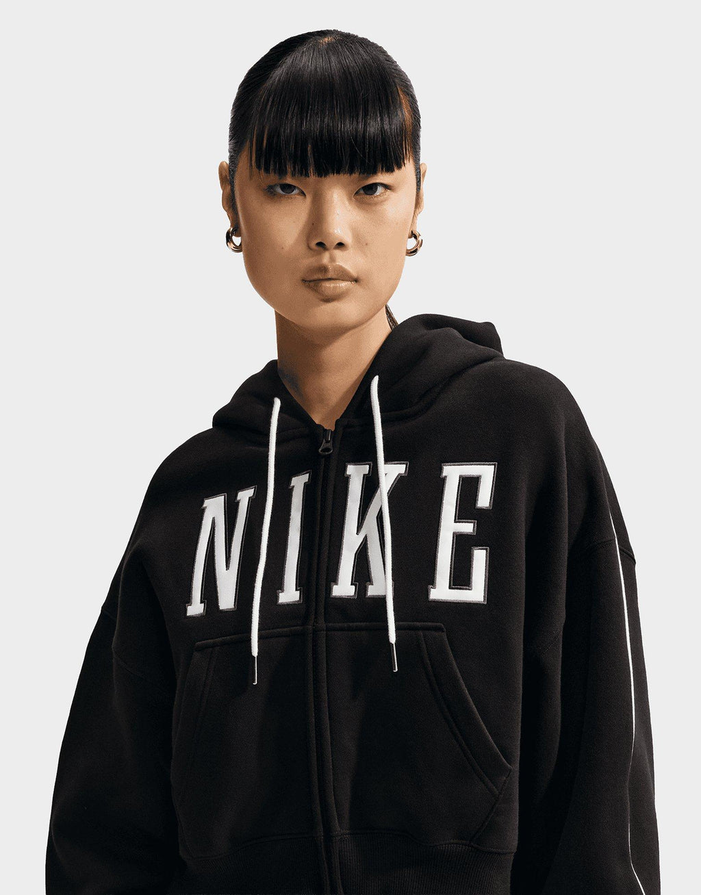 Studio Fleece Oversized Crop Full-Zip Hoodie