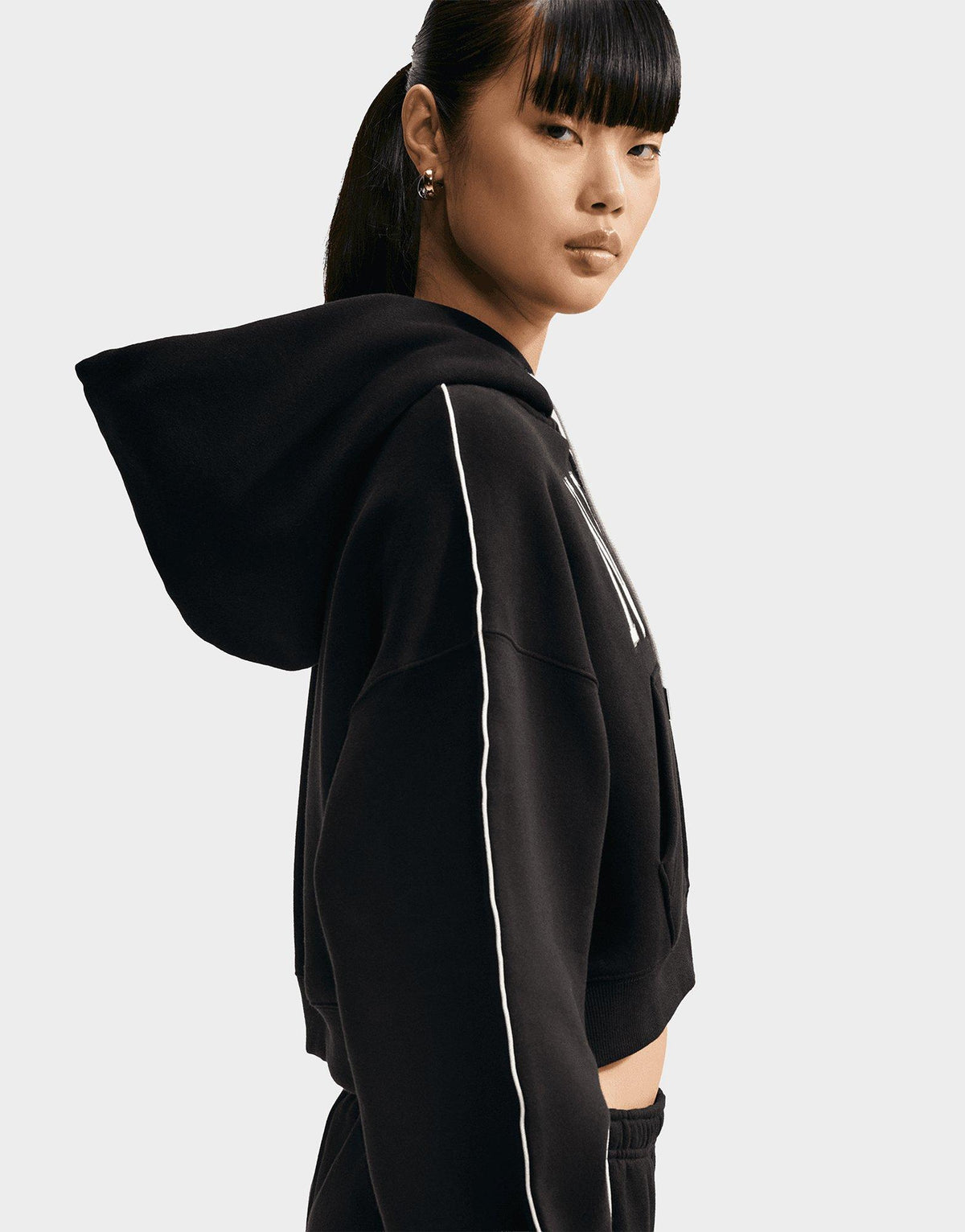 Studio Fleece Oversized Crop Full-Zip Hoodie
