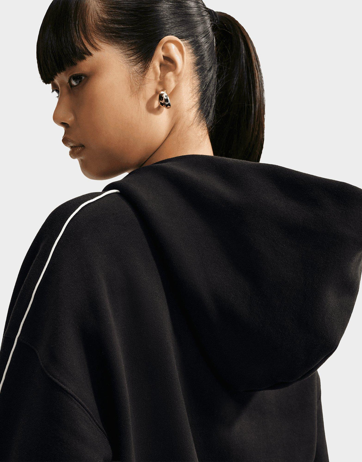 Studio Fleece Oversized Crop Full-Zip Hoodie